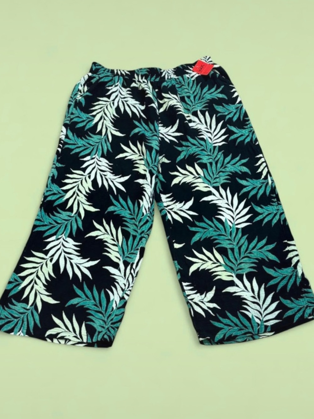 Kids' Leaf-Print Navy Pajama Pants - Green & White